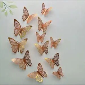 NIP set of 12 rose gold butterflies
